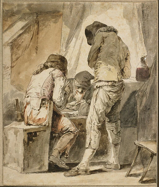 A Difficult Move, c. 1781 (pen & black ink, grey & brown wash, & w  /  c on paper)
