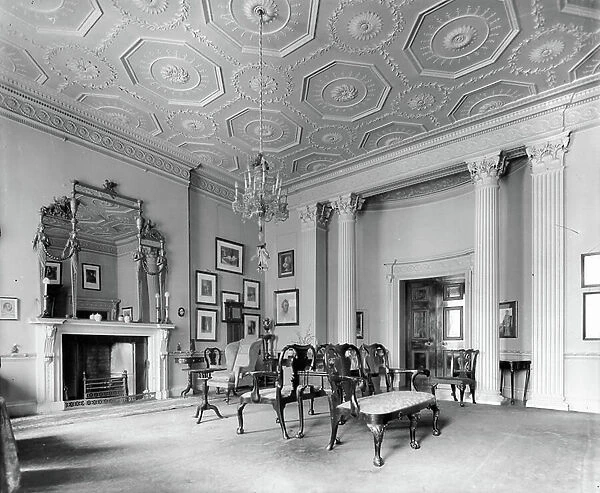 The Dining Room at 20 St. James Square, London, from The Country Houses of Robert Adam, by Eileen Harris, published 2007 (b / w photo)