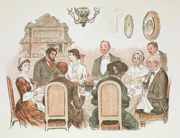 Framed Print : A dining scene