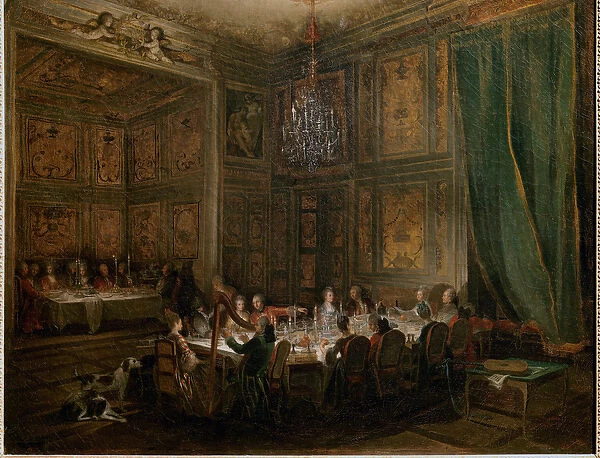 Dinner of Prince Louis Francois de Conti, Temple Palace Painting by Michel Barthelemy