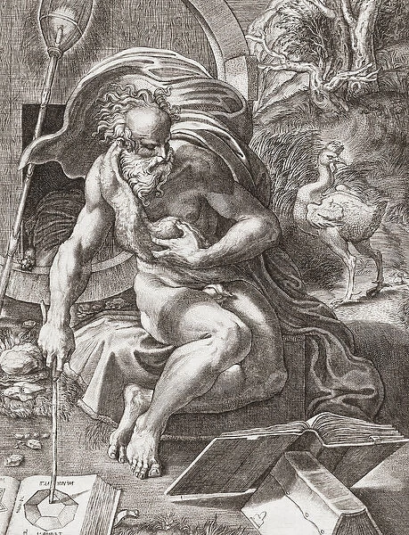 Diogenes, 3rd century BC Greek philosopher (engraving)
