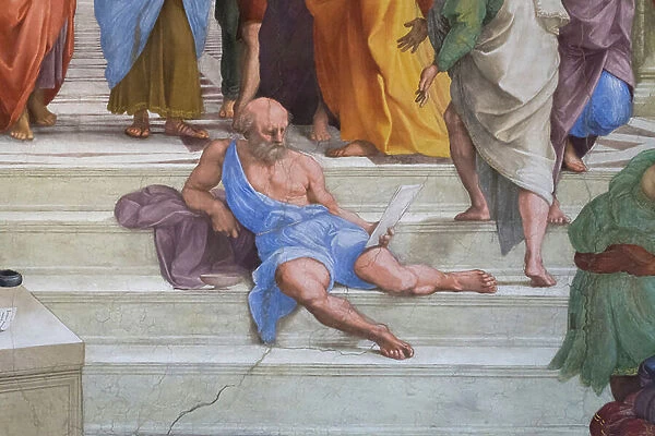 Diogenes of Sinope: detail from the School of Athens in the Stanza della Segnatura, 1510-11 (fresco)