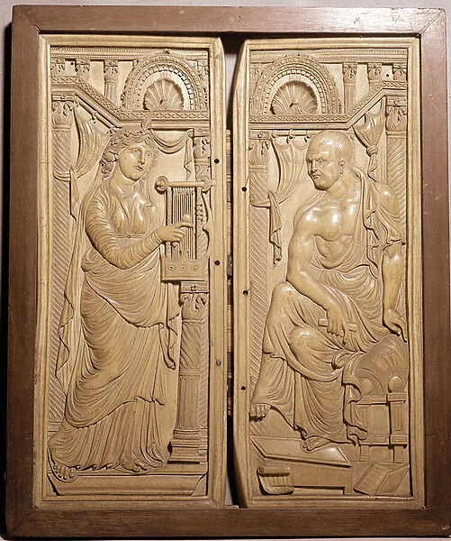 Diptych of Claudiano called Diptych of Poete and Muse (low ivory relief