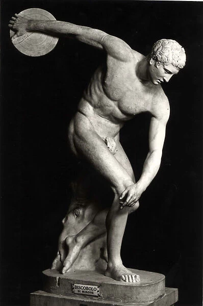 Discobolus, copy of a bronze original (marble) (b  /  w photo)
