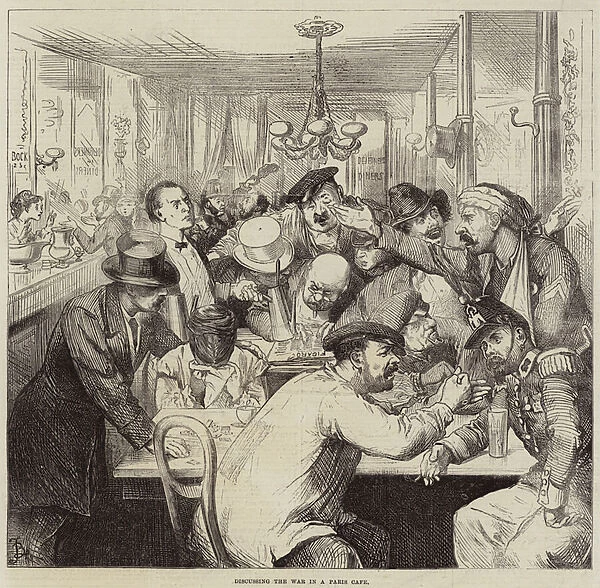 Discussing the War in a Paris Cafe (engraving)