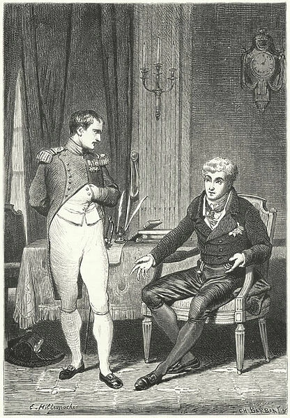 Discussion between Napoleon and Metternich at Dresden, 1813 (engraving)