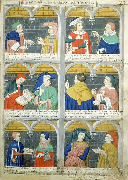 Discussions between twelve doctors, from Codex de Capodilista (vellum)