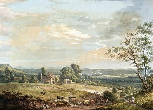 A Distant View of Maidstone, from Lower Bell Inn, Boxley Hill (gouache on paper)