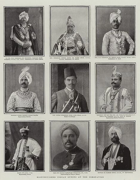 Distinguished Indian Guests at the Coronation, illustration from The Graphic, 28th June 1902 (litho)