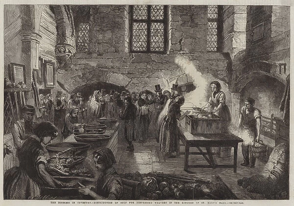 The Distress in Coventry, Distribution of Soup for Distressed Weavers in the Kitchen of St Marys Hall (engraving)