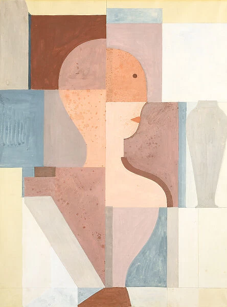 Divided Torso Looking to the Right, 1923 (gouache & pencil on paper)