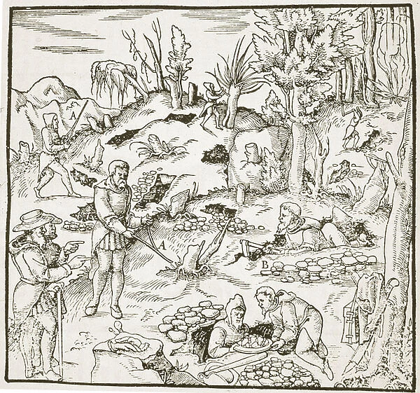 The Divining Rod, from Bergwerk Buch by Georg Agricola, Frankfurt 1580
