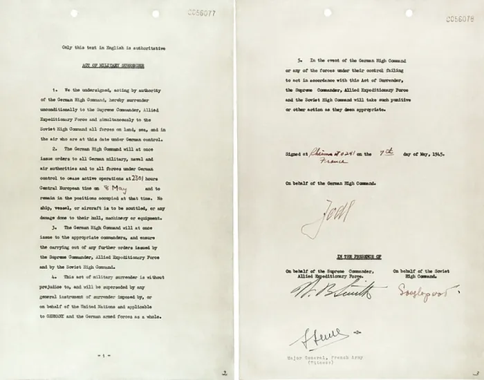 Framed Print : The document marking Germany's surrender in 1945 Framed Print : The document marking Germany's surrender in 1945