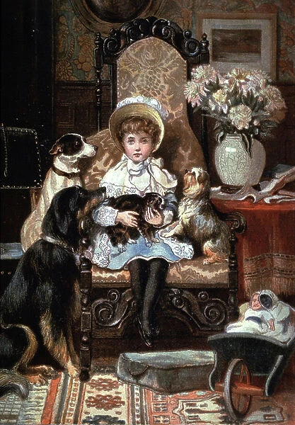 Doddy and her pet, c. 1885 (illustration)