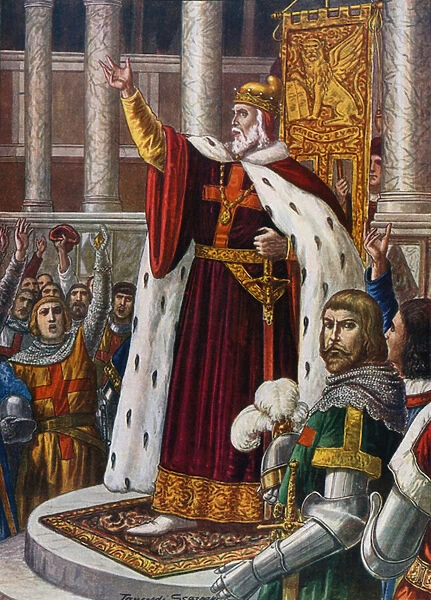 The Doge of Venice in San Marco inviting people and soldiers to join the Crusade, c 1095