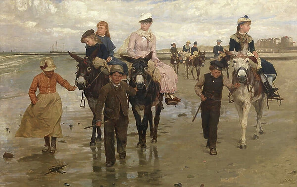 Donkey Ride at Heist, 1884 (oil on canvas)