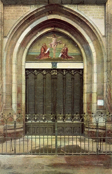 Door of All Saints Church in Wittenberg (colour photo)
