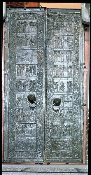 Doors depicting scenes from the life of St. Adalbert (939-97) (bronze)