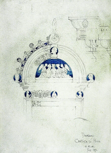 Doorway, Certosa di Pavia, 1891 (pencil and watercolor on paper)