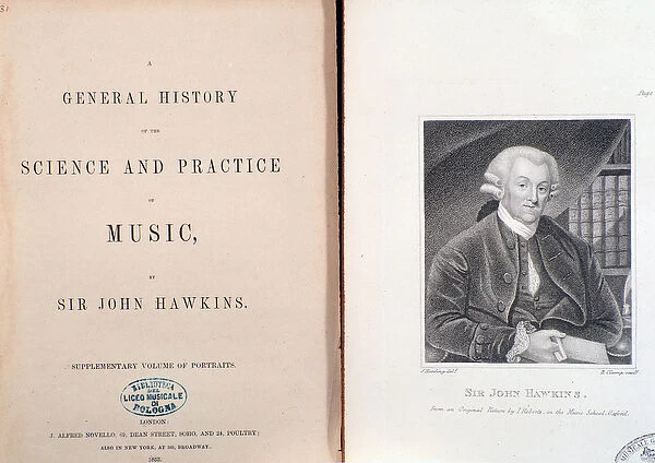 Double page and frontispiece of General History Of The Science And Practice Of Music by