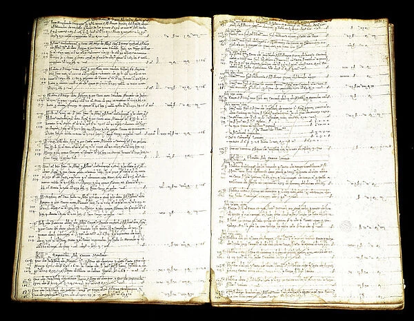Double page of a register of accounts of the Priuli family of the Venetian nobility