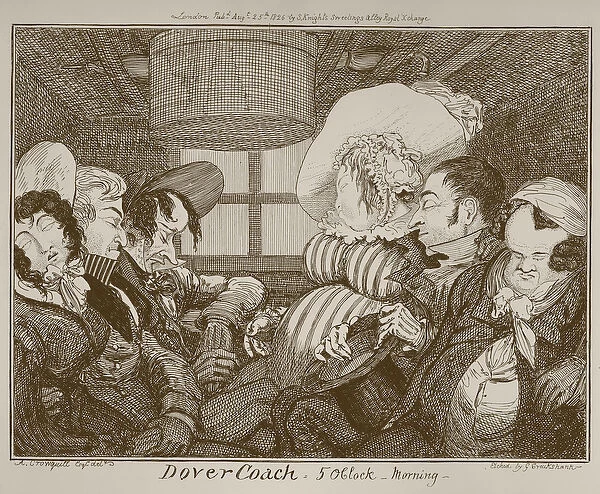 Dover Coach, 5 o clock morning, etched by George Cruikshank, 1826 (etching)