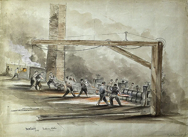 Dowlais Rolling Mills, 19th century (pen with w / c wash on paper)