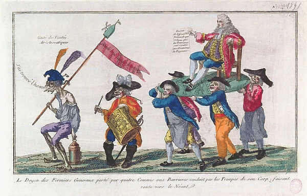 The Doyen of the Fermiers Generaux is carried by his guards towards Nothingness
