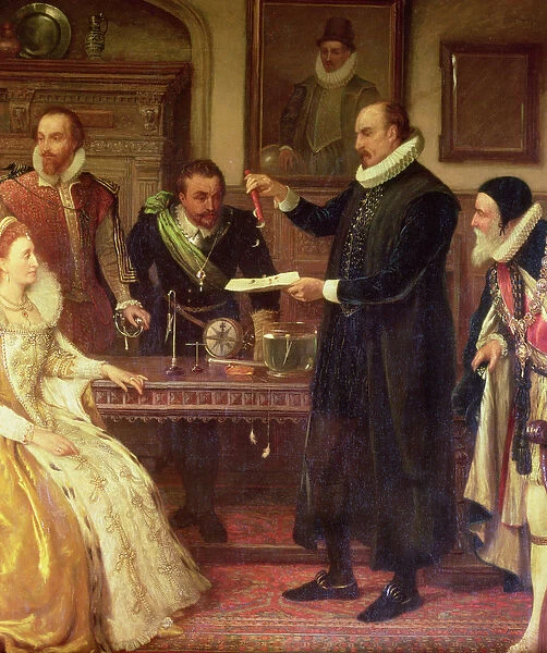 Dr William Gilbert (1544-1603) Showing his Experiment on Electricity to Queen Elizabeth I