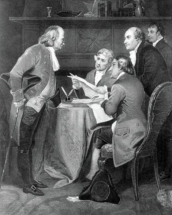 Framed Print : Drafting the Declaration of Independence in 1776, 19th century (engraving)