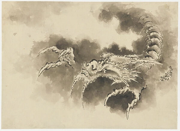Dragon emerging from clouds, Edo period (ink on paper)