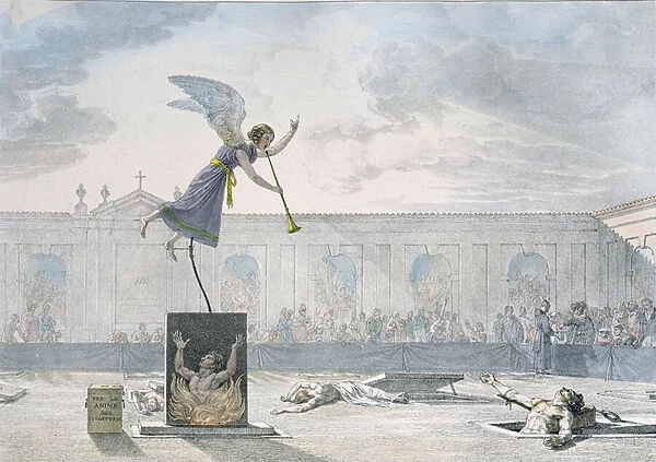 Dramatisation of Purgatory, engraved by Francois Alexandre Villain (1798-1884) c