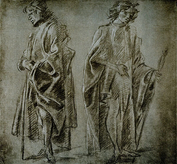 Drapery studies for two male figures