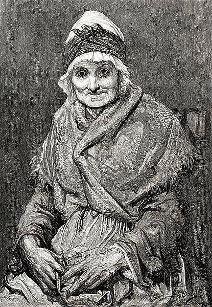 After a drawing done in 1880 by Gustave Dore of his nurse Francoise. From Life and Reminiscences of Gustave Dore, published 1885