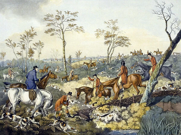 Drawing a Cover, from Foxhunting, engraved by Thomas Sutherland (1785-1838