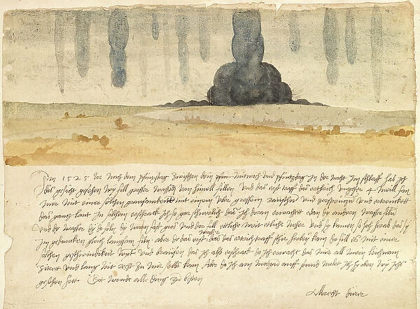 Dream landscape with text, 1526 (pen & ink and w  /  c on paper)