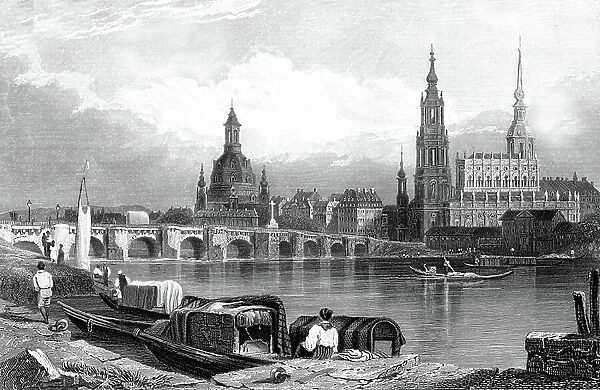 Dresden, Germany in 1858 (engraving)