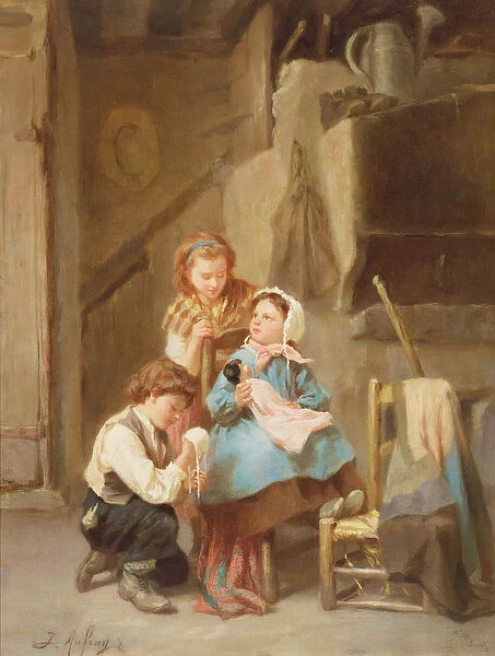Dressing the Dolly (oil on panel)