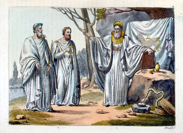A Druid and Two Celtic Archidruides - in 'The old and modern costume', by Ferrario, ed. Milan, 1819-1820