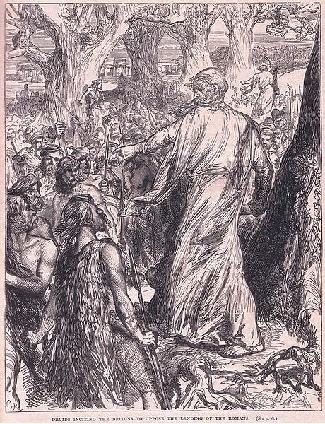 Druids inciting the Britons to oppose the landing of the Romans (litho)