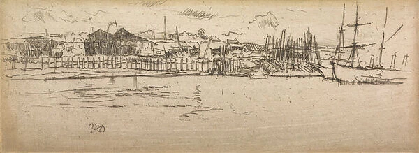 Dry-Dock, Southampton, from a set of twelve etchings entitled The Naval Review, 1887 (etching)