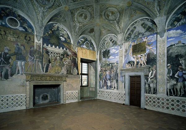Ducal Palace of Mantua, House of Spouses, Italy (Camera degli Sposi, Palazzo Ducale, Mantova). Fresco by Andrea Mantegna (1431-1506), 1474