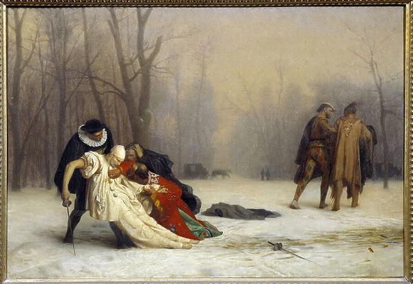 Duel after a ball mask Painting by Jean Leon Gerome (1824-1904), 1857. Sun 0, 5x0, 72 m Chantilly, musee Conde