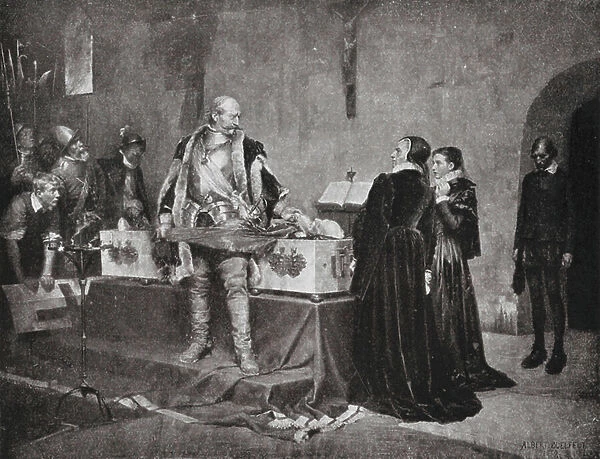 Duke Charles insulting the Corpse of his Enemy Fleming (litho)
