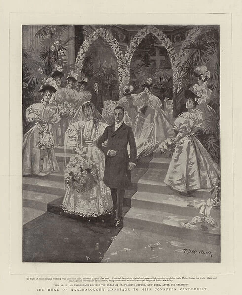 The Duke of Marlboroughs Marriage to Miss Consuelo Vanderbilt (litho)