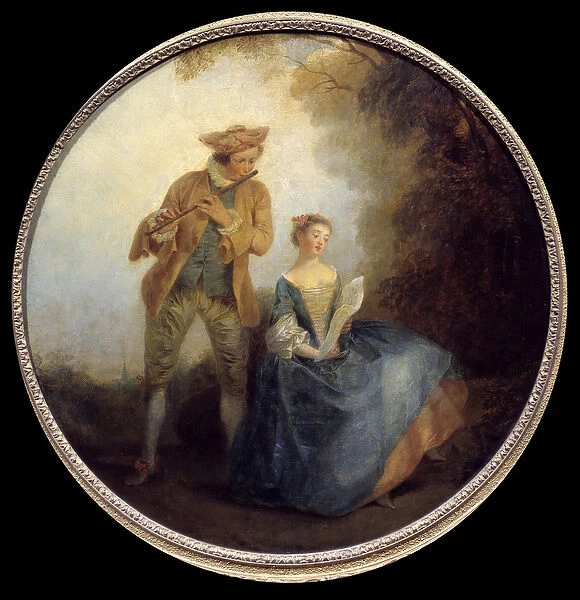 The duo. Painting by Nicolas Lancret (1690-1743), 18th century