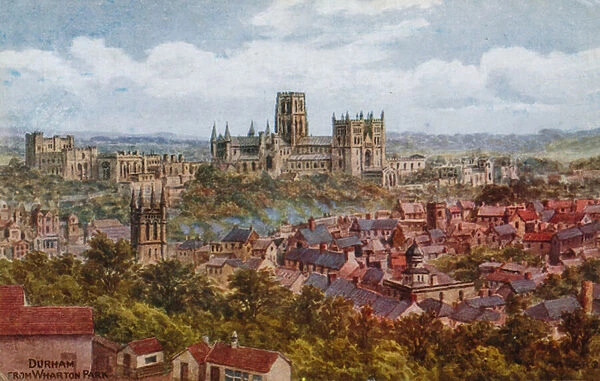 Durham, from Wharton Park (colour litho)
