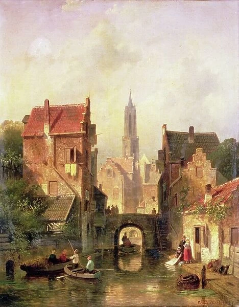 A Dutch canal scene, 1866 (oil on canvas)
