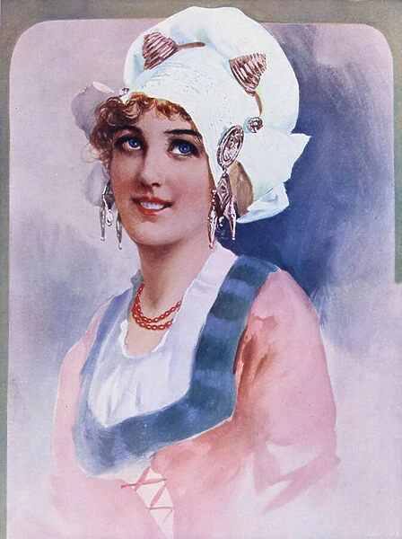 A Dutch Maiden (colour litho)