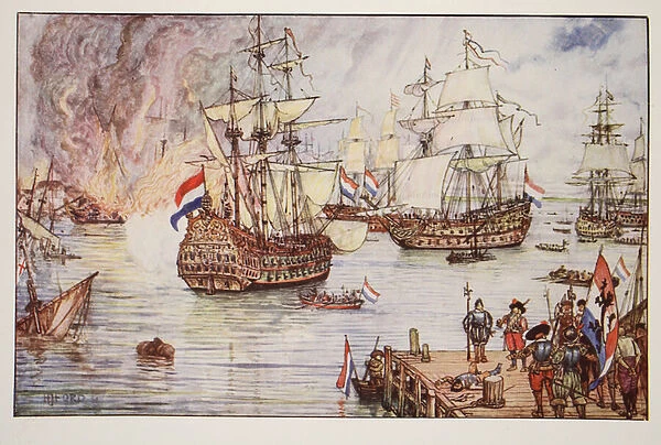 The Dutch in the Medway, illustration from A History of England by C. R. L